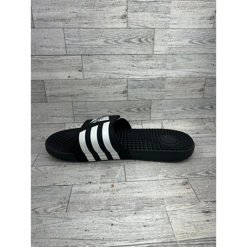Adidas Adissage Men Black White Massage Footbed Slide Sandals F35580 Size‎ 12